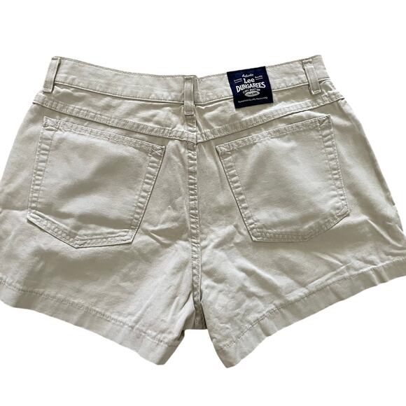 VTG 90s Lee Dungaress Mom Shorts 2" Inseam Beige size 15 Waist - 33" - Picture 1 of 9